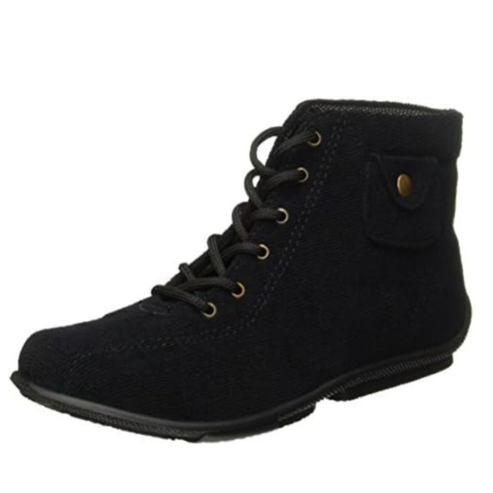 Andrea Women's Black Textile Lace Up Ankle Boots Booties, Sz 7
